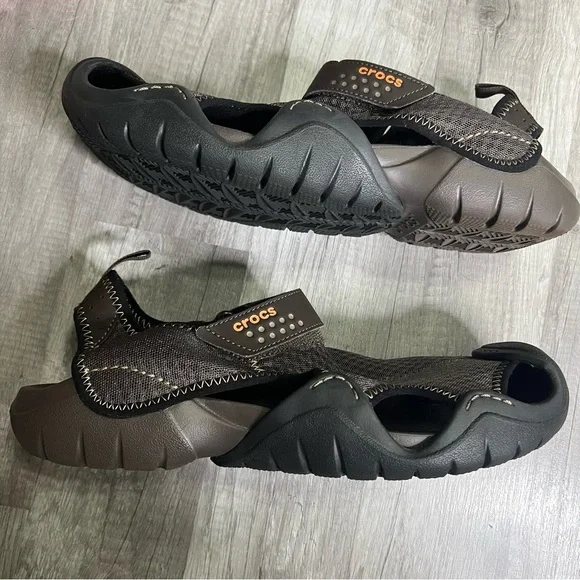 Crocs SwiftWater Mesh Fisherman Sandals Brown Water Shoes Men Sz 11 - Picture 3 of 8